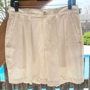 Vtg Tommy Bahama High-Waist Pleaded Silk Shorts‎ Women's 12 Cream/Beige